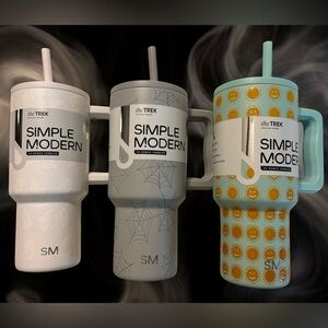 SET OF 3 Simple Modern 30 fl oz Insulated Stainless Steel Trek Tumbler w Straw